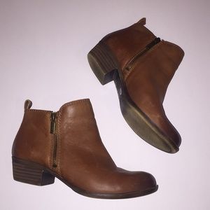 Lucky Brand, Cognac Ankle Booties. Size 6